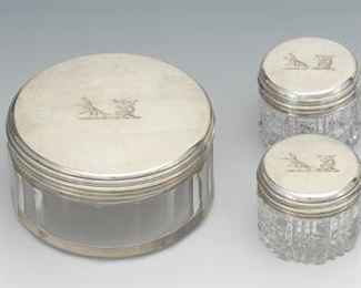 Three Antique Vanity Jars