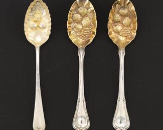 Three Sterling Berry Spoons