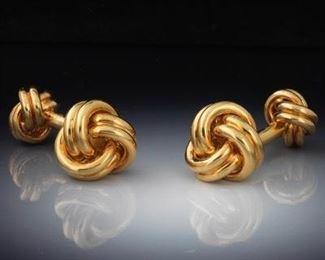 Tiffany Co. Pair of Gold Love Knot Cufflinks 
