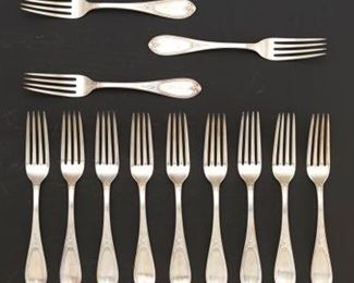 Twelve Gorham Forks, Olive Pattern