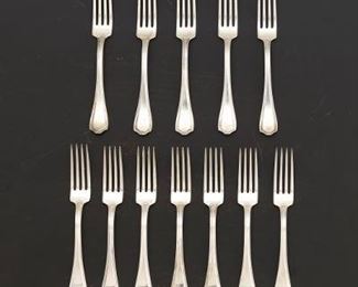 Twelve Reed Barton Forks, Hepplewhite Pattern