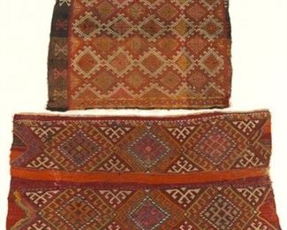 Two Antique Caucasian Kazak Soumak Doll Blankets, ca. 1890s