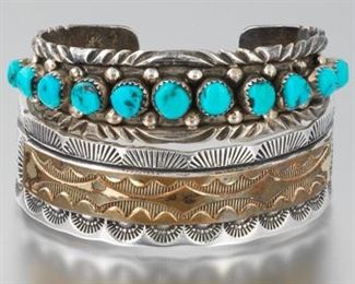 Two Sterling Silver Cuff Bracelets 