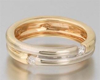 TwoTone Gold and Partnered Diamond Band 