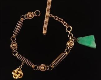 Victorian Gold Watch Chain with Charms 