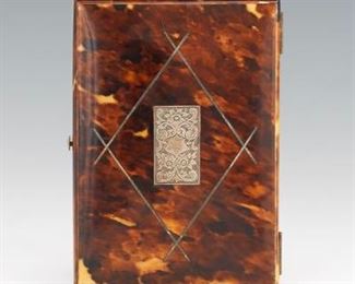 Victorian Sterling, Blond Tortoise Shell and Bone Calling Card Case 