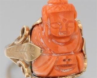 Vintage Carved Coral Ring 