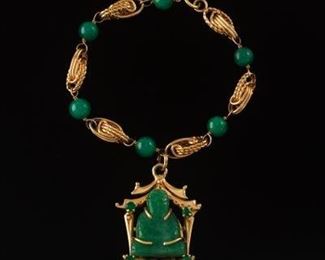 Vintage Gold and Jade Bracelet 