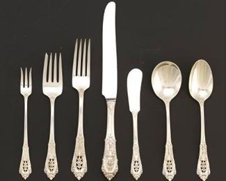 Wallace Sterling Silver Service for 12 Rose Point Pattern