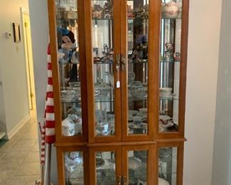 Curio, Lights from the top and bottom.  Glass Shelves