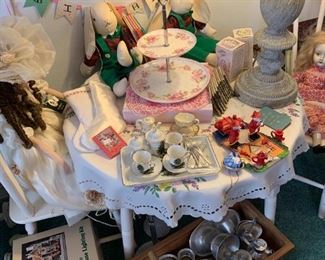 Small childrens table, with tea party toys and more!