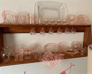 kids pink depression glass