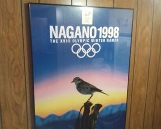 Authentic Olympic games Poster, framed under glass or lucite,
The Nagano Winter Games, 1998, original,