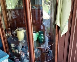 Vintage Round Glass Hutch,  knick knacks