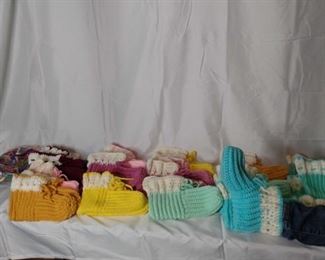 Crochet Slippers In Various Colors.