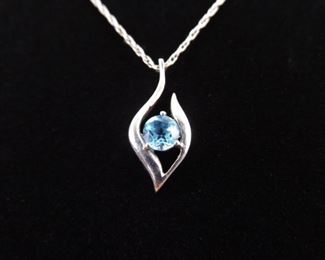 .925 Sterling Silver Faceted Topaz Pendant Necklace
