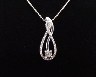 .925 Sterling Silver Diamond Accented Infinity Pendant Necklace

