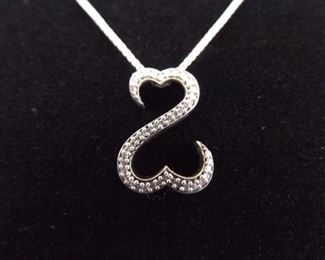 .925 Sterling Silver Diamond Accented Jane Seymour Open Heart Pendant Necklace
