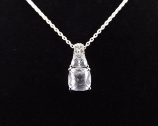 .925 Sterling Silver Faceted Zirconia Pendant Necklace
