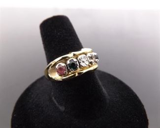 .925 Sterling Silver Multi Stone Vermeil Ring Size 7.75

