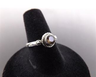 .925 Sterling Silver Faceted Smokey Quartz Ring Size 8
