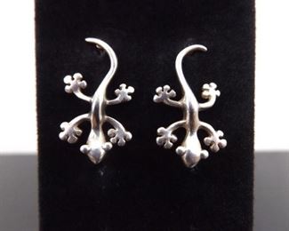 .925 Sterling Silver Salamander Post Earrings

