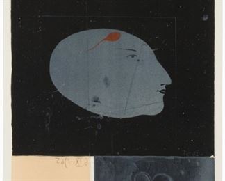 1023
Paul Wunderlich
1927-2010, German
"La Tete," 1965
Color lithograph on paper under Plexiglas
Edition 113/120; signed lower right: Wunderlich
Image: 22.25" H x 20" W; Sight: 24.25" H x 21.375" W
Estimate: $400 - $600