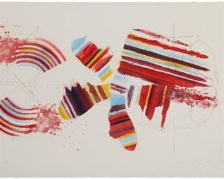 1031
James Rosenquist
1933-2017, American
"Carousel," 1978
Color etching and aquatint on wove paper; Multiples Inc., New York, pub.
Edition 18/78; signed, titled, dated, and numbered in pencil in the lower margin: James Rosenquist
Plate: 17.75" H x 36" W; Sheet: 22.625"H x 40" W
Estimate: $500 - $700
