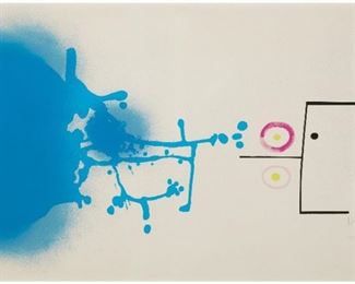 1036
Victor Pasmore
1908-1998, British
"Blue Fantasy," 1979
Color screenprint on paper under Plexiglas
Edition 47/70; initialed, dated, and numbered in pencil lower right: VP
Sheet: 31.75" H x 47.75" W
Estimate: $1,500 - $2,500