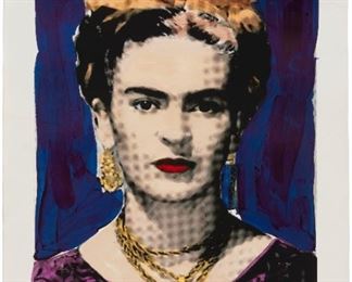 1047
Richard Duardo
1952-2014, American
"Frida Kahlo," 1997
Color screenprint on wove paper
Edition 12/40; signed and dated lower right: Richard Duardo
Image: 24.5" H x 18.25" W; Sheet: 30.5" H x 22" W
Estimate: $800 - $1,200