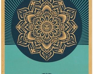 1048
Shepard Fairey
b. 1970, American
OBEY Burrard Mandala, 2020
Color screenprint on wood panel
Edition AP; signed and dated lower right: Shepard Fairey; signed, dated and numbered again verso
24" H x 18" W
Estimate: $1,000 - $1,500