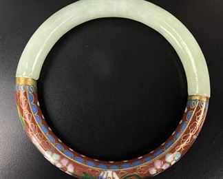  Jade & Cloisonne Bangle Bracelet