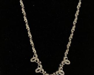 14K White Gold w/ Diamonds & Lg Pearl 17" Necklace
