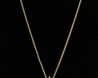 18K Gold w/ Pink Tourmaline & Diamond 17" Necklace
