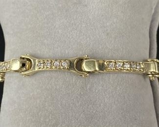 14K Yellow Gold Diamond 7" Bracelet 19.8g
