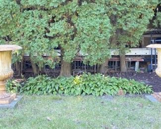 (2) Large Antique 38" Tall Cast Iron Urns
