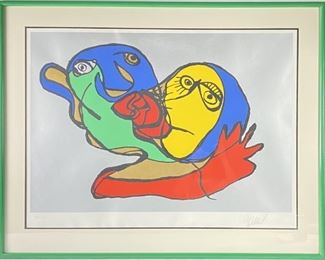 Karel Appel Silkscreen EA # 9/10 "Silver Kiss"
