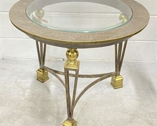 Heavy Glass & Marble Top Side Table
