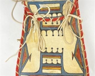 Native American Hand Painted Leather Bag
