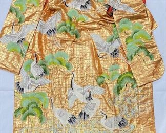 Vintage Japanese Silk Wedding Kimono Weighted Robe
