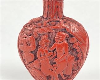 Erotic Cinnabar 3" Snuff Bottle
