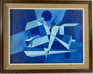 Spencer Silver Oil On Board "Blue Geometry"
