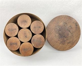 Antique Round Wooden Shaker Spice Box Set
