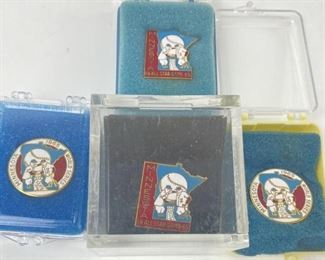 (4) 1965 World Series & All Star Game Press Pins
