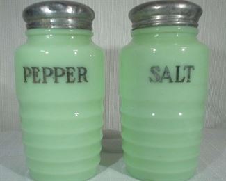 Jadeite Bee Hive Salt and Pepper Shakers