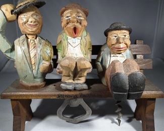 Vintage Anri Men on Benches Bar Set