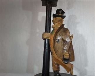 Vintage Anri Wood Carved Table Lamp