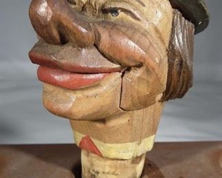 Vintage Articulated Anri Carved Wooden Bottle Stopper Pourer 1920s to 30s