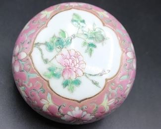 Antique Chinese Flower Powder Trinket Box