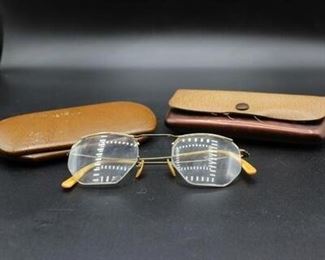 Vintage Octagonal Reading Glasses with Cases